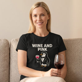 Camiseta Vino y Pingüino Rosa