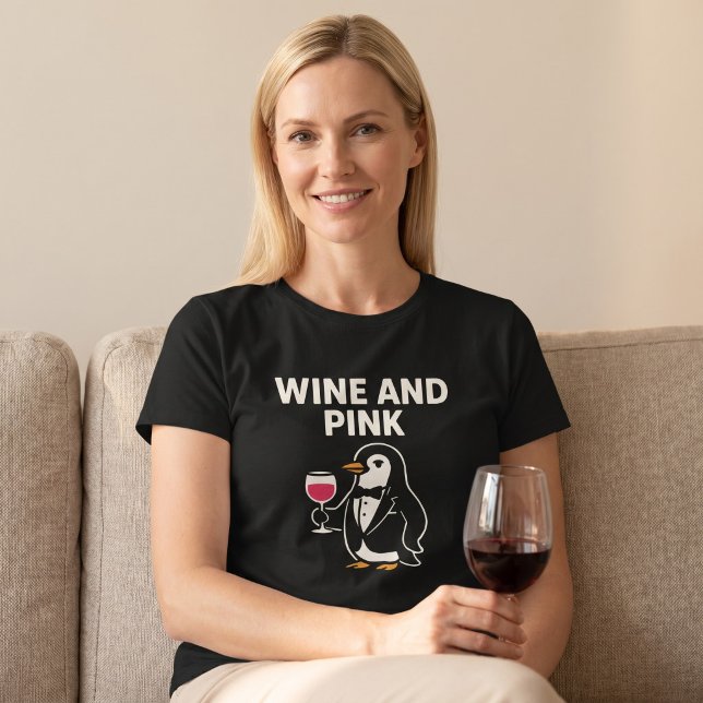 Camiseta Vino y Pingüino Rosa (Subido por el creador)