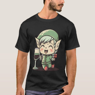 Camiseta Vinos Navidades elf beben vidrio de Navidad de vin