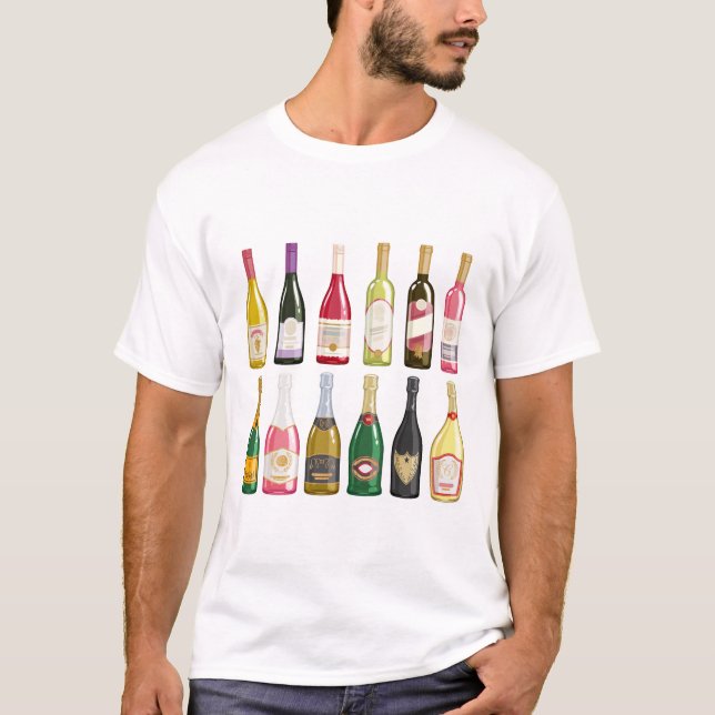 Camiseta Vinos y botellas de champán (Anverso)