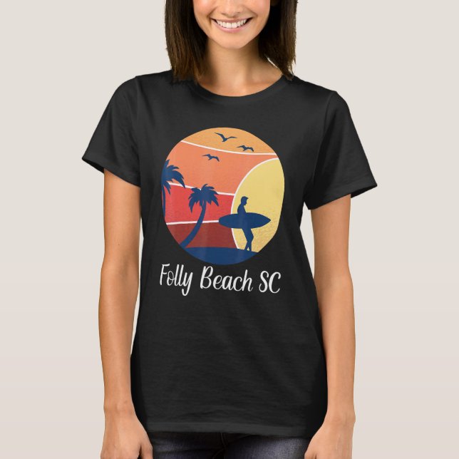 Camiseta Vinta del Surfista del Club de Surfing Folly Beach (Anverso)