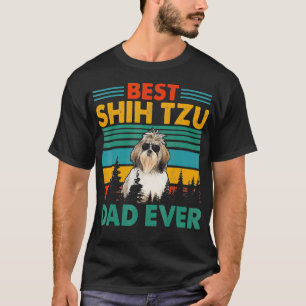 Camiseta Vintag Retro Mejor Shih Tzu Papá Feliz Día D de lo