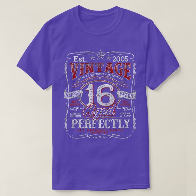 Camiseta Vintage 16th Birthday 2005 Limited Edition Nacido  (Diseño del anverso)
