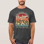 Camiseta Vintage 1938 Limited Edition 84 Years Old 84th<br><div class="desc">Vintage 1938 Limited Edition 84 Years Old 84th Birthday Gift. Perfect gift for your dad,  mom,  papa,  men,  women,  friend and family members on Thanksgiving Day,  Christmas Day,  Mothers Day,  Fathers Day,  4th of July,  1776 Independent day,  Veterans Day,  Halloween Day,  Patrick's Day</div>