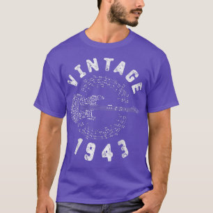 Camiseta Vintage 1943 Birthday Limited Edition Guitar Music