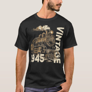 Camiseta Vintage 1945 Steampunk Steam Train Locomotive 79th