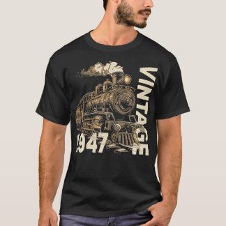 Camiseta Vintage 1947 Steampunk Steam Train Locomotive 77th