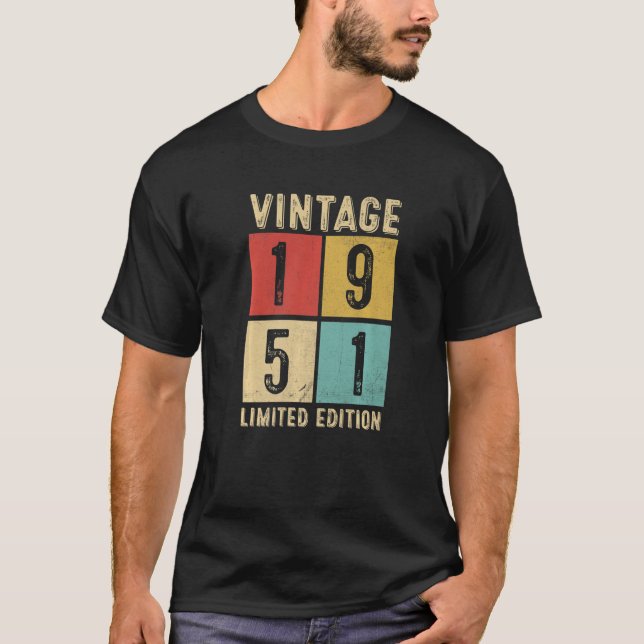Camiseta Vintage 1951 Hecho En 1951 72º Cumpleaños (Anverso)