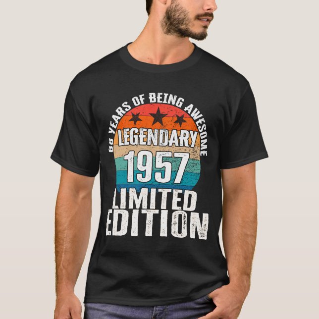 Camiseta Vintage 1957 Legendario cumpleaños de 66 años (Anverso)