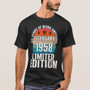 Camiseta Vintage 1958 Legendario cumpleaños de 65 años