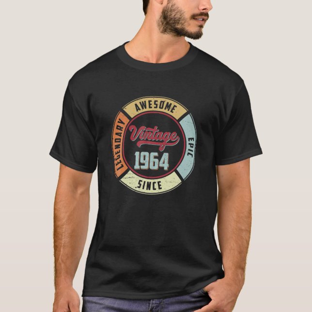 Camiseta Vintage 1964 58Th Birthday Legendary Awesome Epic (Anverso)