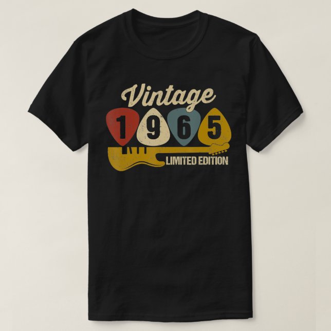 Camiseta Vintage 1965 Birthday Retro Guitar 57º cumpleaños  (Diseño del anverso)