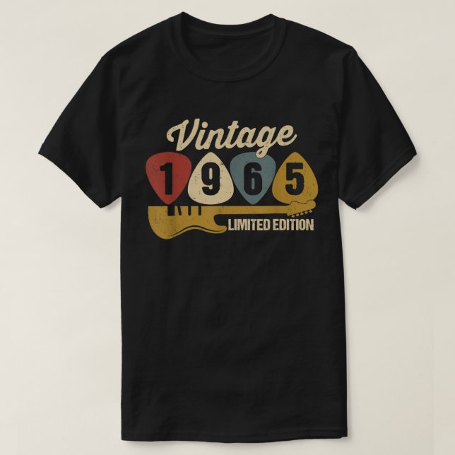 Camiseta Vintage 1965 Birthday Retro Guitar 57th Birthday (Diseño del anverso)