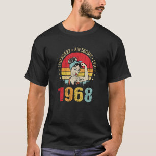 Camiseta Vintage 1968 Nacimiento Legendario Increíble Épico