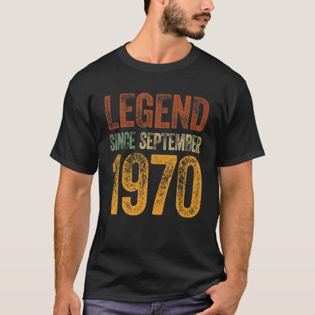 Camiseta Vintage 1970 Cumpleaños Leyenda Nacida Desde (Anverso)