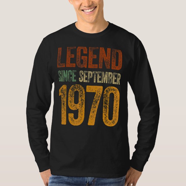 Camiseta Vintage 1970 Cumpleaños Leyenda Nacida Desde (Anverso)