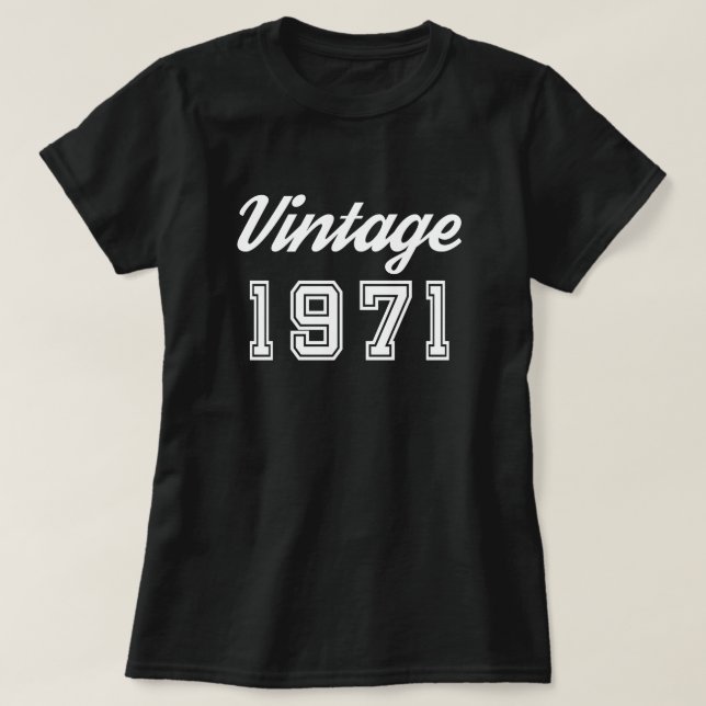 Camiseta Vintage 1971 Aniversario de cumpleaños negro (Diseño del anverso)