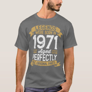 Camiseta Vintage 1971 Birthday Men Women Legends Were Born 
