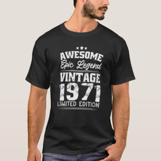 Camiseta Vintage 1971 Retro 51 años de edad 51 años de edad