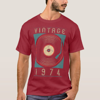Camiseta Vintage 1974 Vinyl Retro Turnable Nacimiento DJ