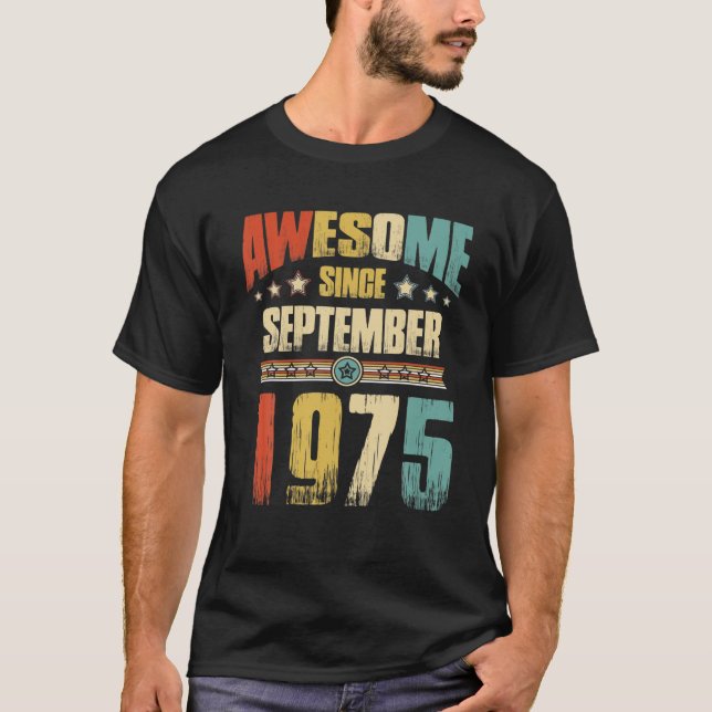 Camiseta Vintage 1975 46Th Birthday Awesome Since September (Anverso)
