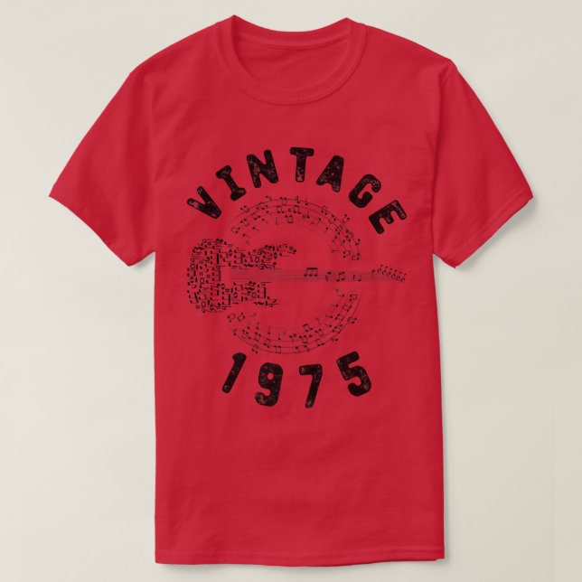 Camiseta Vintage 1975 Birthday Limited Edition Guitar Music (Diseño del anverso)
