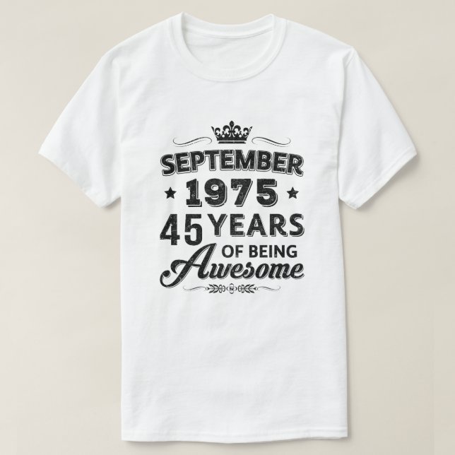 Camiseta Vintage 1975 Septiembre 45º Regalo De Cumpleaños E (Diseño del anverso)