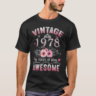 Camiseta Vintage 1978 Floral 45th Birthday 45 Years Of Bein