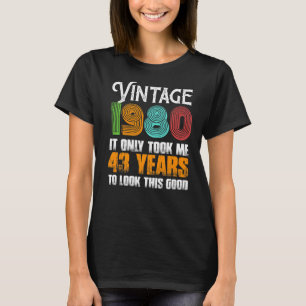Camiseta Vintage 1980 Idea de cumpleaños de 43 años o grasa