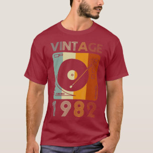 Camiseta Vintage 1982 Retro Record Player Birthday Vinyl