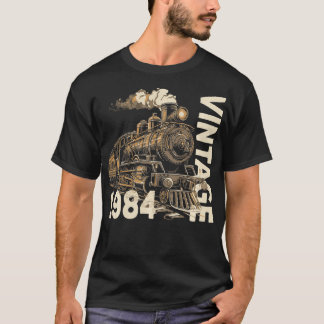 Camiseta Vintage 1984 Steampunk Steam Train Locomotive 40th