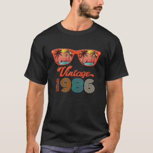 Camiseta Vintage 1986 - Retro Gafas de Sol Palm Tree Beach 