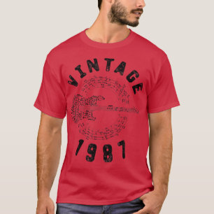 Camiseta Vintage 1987 Birthday Limited Edition Guitar Music