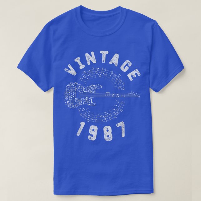 Camiseta Vintage 1987 Birthday Limited Edition Guitar Music (Diseño del anverso)