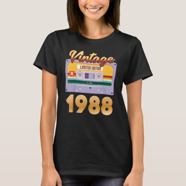Camiseta Vintage 1988 Nacido En Cinta Cassette Clásica (Anverso)