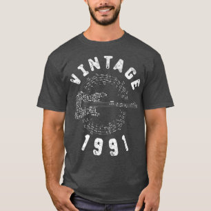 Camiseta Vintage 1991 Birthday Limited Edition Guitar Music