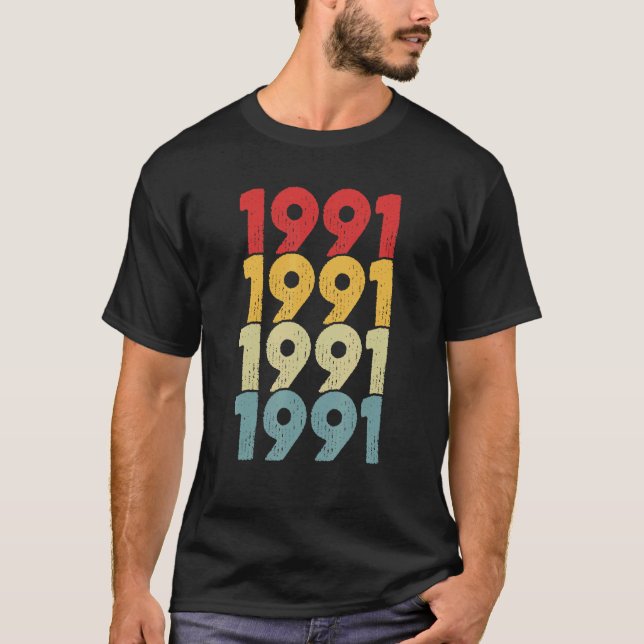 Camiseta Vintage 1991 Birthday Men Retro Legend (Anverso)