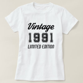 Camiseta Vintage 1991 Edición Limitada Aniversario del Cump