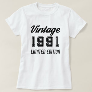 Camiseta Vintage 1991 Edición Limitada Aniversario del Cump