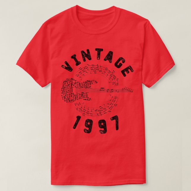 Camiseta Vintage 1997 Birthday Limited Edition Guitar Music (Diseño del anverso)