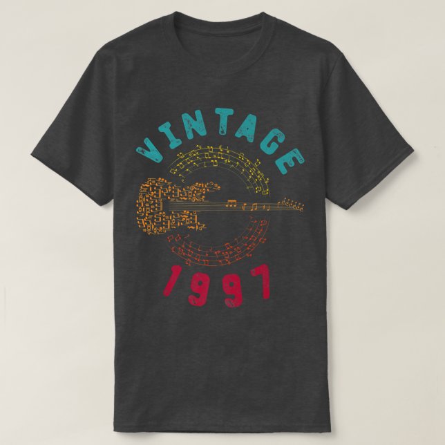 Camiseta Vintage 1997 Birthday Limited Edition Guitar Music (Diseño del anverso)