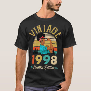 Camiseta Vintage 1998 24º Nacimiento Afro Mujer Negra 24 Añ