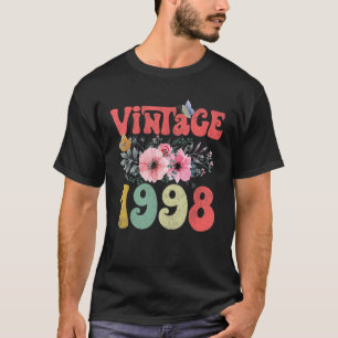 Camiseta Vintage 1998 Floral Mariposa Retro Groovy 25th Bi