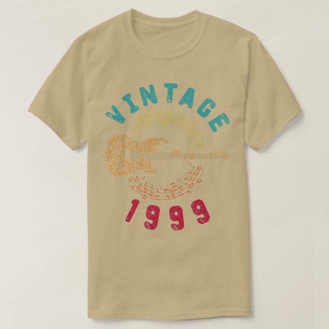 Camiseta Vintage 1999 Birthday Limited Edition Guitar Music (Diseño del anverso)