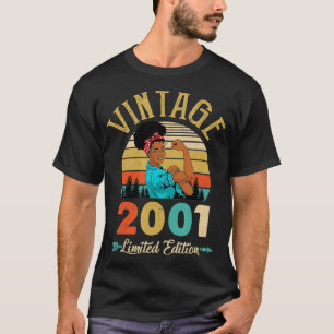 Camiseta Vintage 2001 21º Nacimiento Afro Mujer Negra 21 Añ