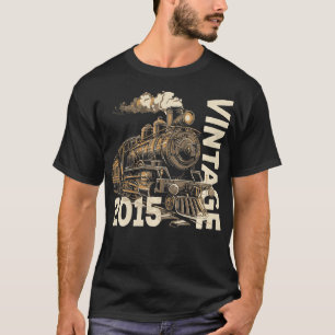 Camiseta Vintage 2015 Steampunk Steam Train Locomotive 9º