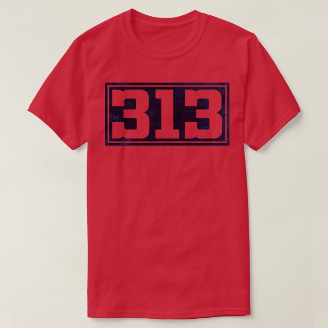 Camiseta Vintage 313 Blue Text (Diseño del anverso)