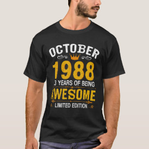 Camiseta Vintage 33 Años Octubre 1988 33º Cumpleaños Gi