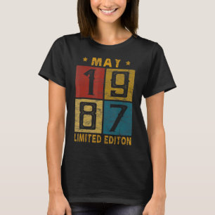 Camiseta Vintage 35º Cumpleaños Mayo 1987 Nacido En 1987 35