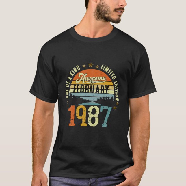Camiseta Vintage 35Th Birthday Awesome Since February 1987 (Anverso)